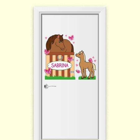 Autocollant Mural Motif Cheval Pour Porte - 82x200 Cm, Vinyle PVC, Déco 3D Facile à Poser