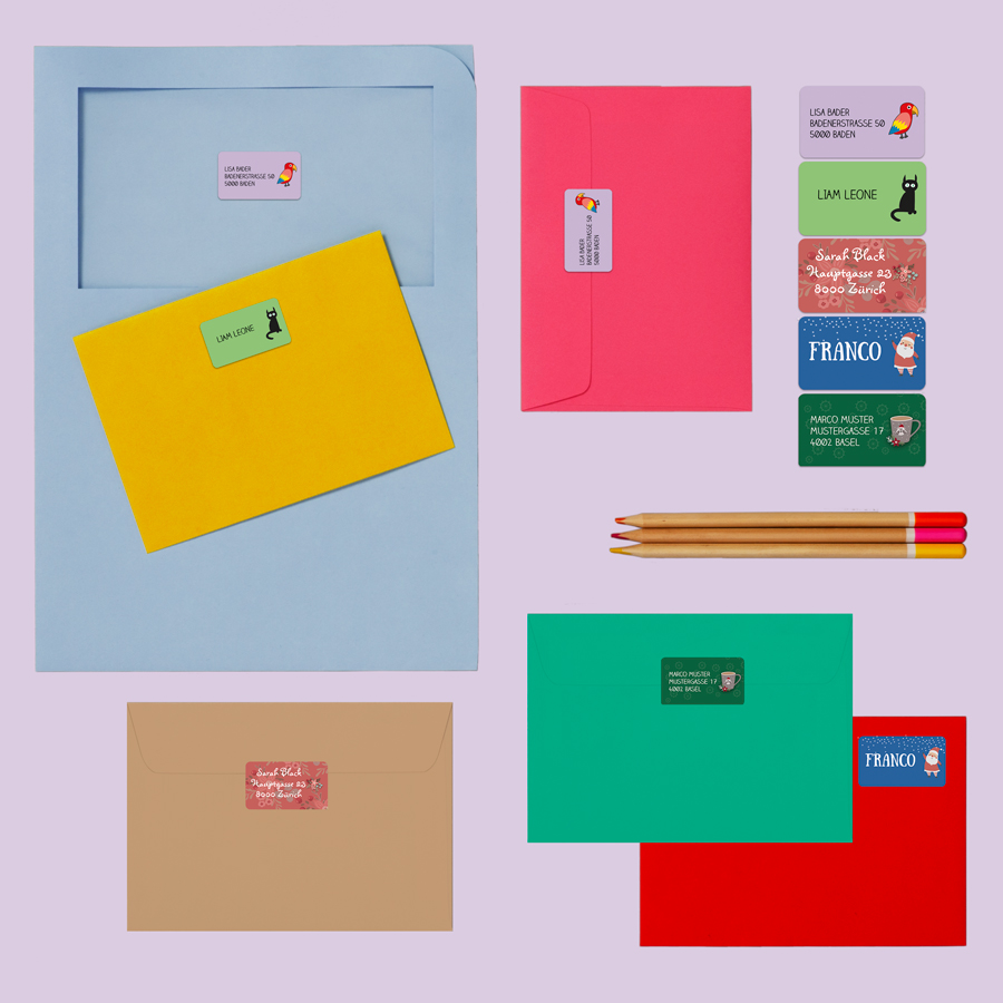 64 Personalisierbare Adressetiketten für Briefe und Postkarten | Stickerella