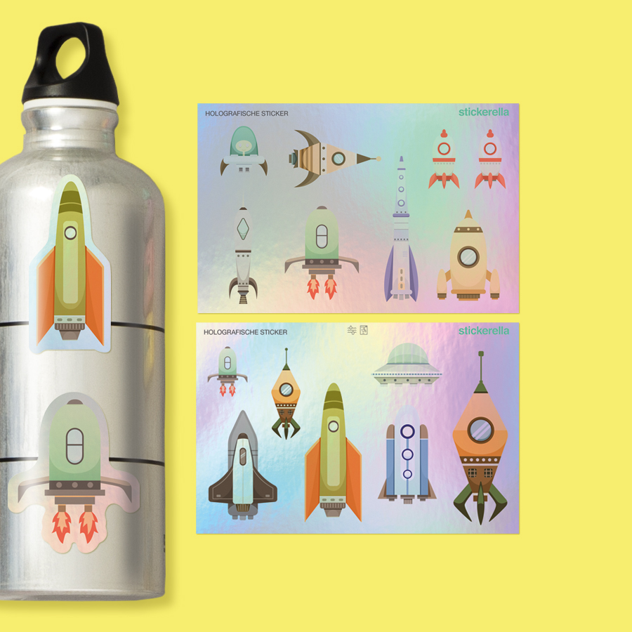 15 glänzende Raketen-Sticker für Gegenstände zum Aufkleben | Stickerella